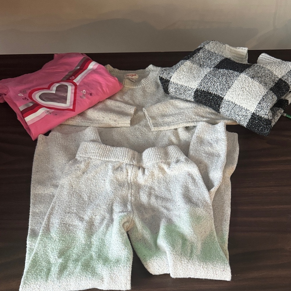 Cat & Jack Pink Heart Shirt, cozy sweater, and Cozy Set